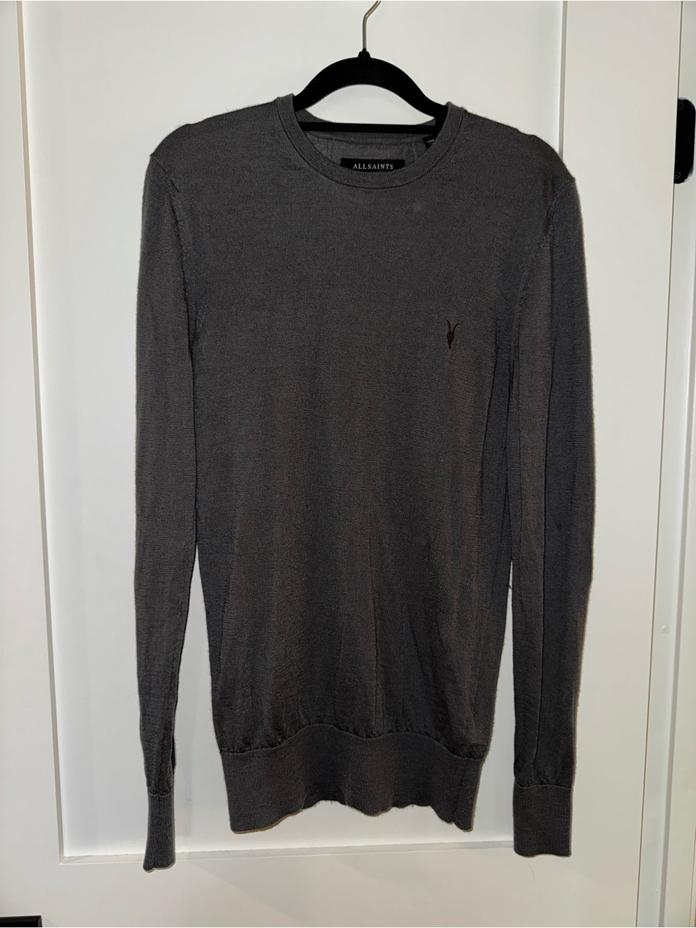 AllSaints Gray Merino Crew Neck Sweater